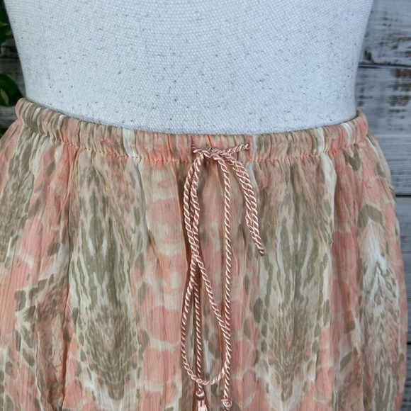 Ruby Rd. Skirt 14 Petite Peach Gray Sheer Pleated Tassels Boho Modest Wedding - Picture 5 of 12